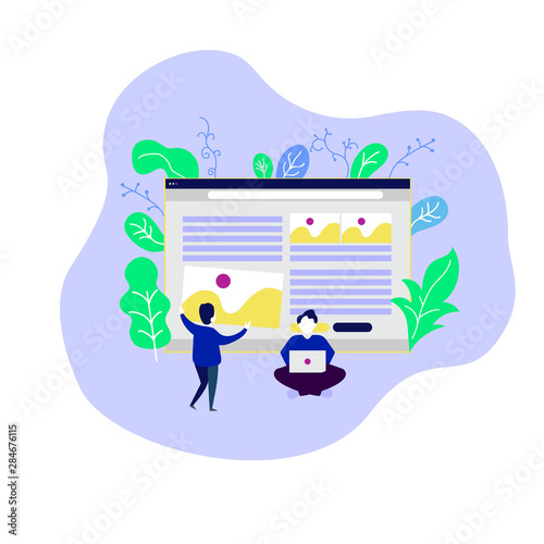 web page design template. Modern vector illustration concepts for website SEO, business solutions, web design, freelance, content manager