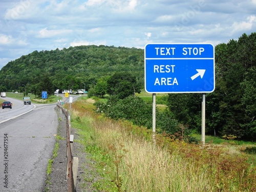 Text Stop Rest Area sign fights distracted driving by offering a safe stop for texting