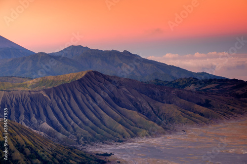 Nature landscape of surface wave of volcanic soil texture background at slope of Bromo mountain at Bromo Tengger Semeru National Park, East Java, Indonesia
