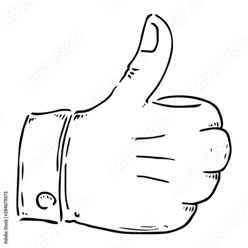 Like. Fist with thumb out. Vector illustration. Simple hand drawn icon. photo