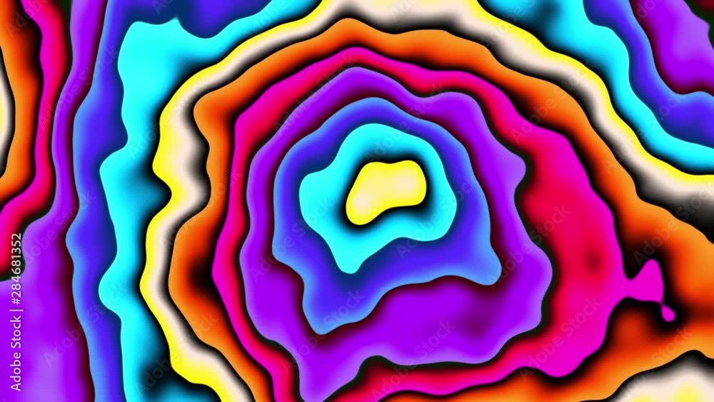 Moving random wavy texture. Psychedelic animated abstract curved shapes. Looping footage.