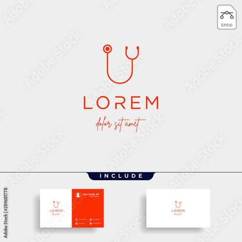 Stethoscope u letter logo vector design icon