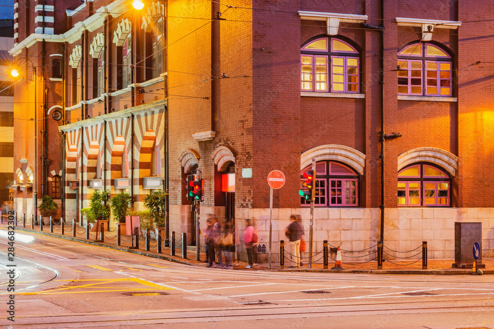 Fototapeta premium Exterior of Western Market at evening time. Hong Kong.