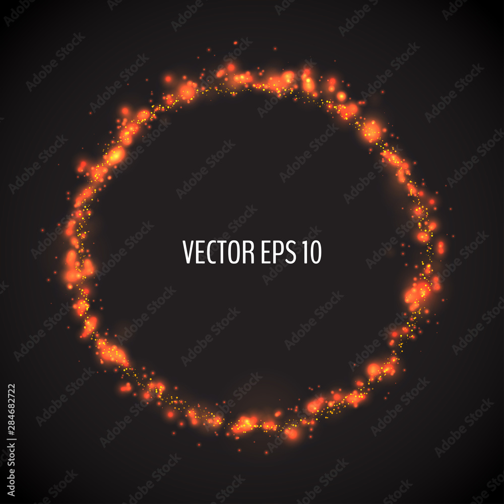 Fototapeta premium Shining red fire circle