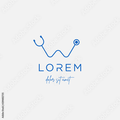 Stethoscope w letter logo vector design icon