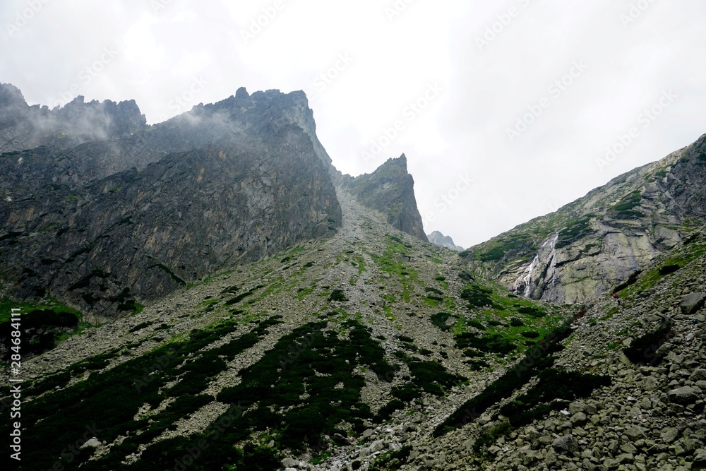 Fototapeta premium Beautiful High Tatras mountains landscape in Slovakia near city Old Smokovec. sunny summer day