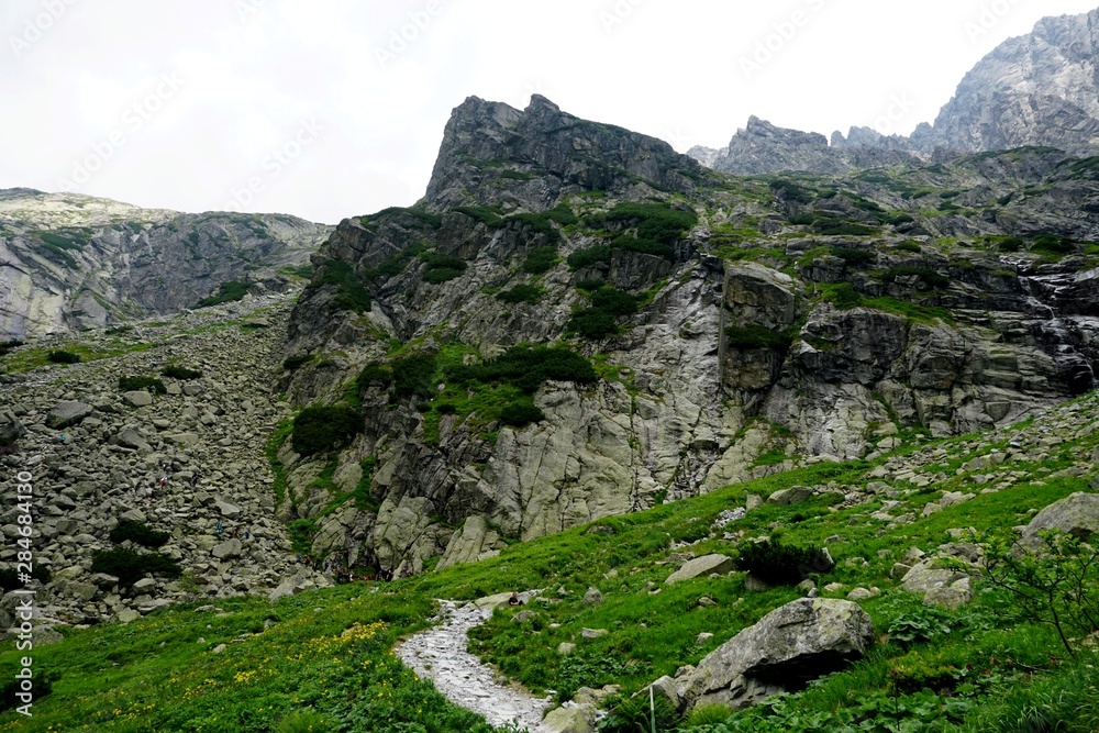 Obraz premium Beautiful High Tatras mountains landscape in Slovakia near city Old Smokovec. sunny summer day