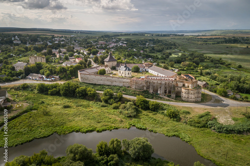 Aerial view of а medieval fortress in Medzhybizh, Khmelnytska Oblast, Ukraine.