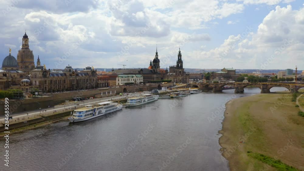 Cityscape Of Dresden At Elbe River And Augustus Bridge, Dresden, Saxony, Germany Cityscape Of Dresden At Elbe River And Augustus Bridge, Dresden, Saxony, Germany