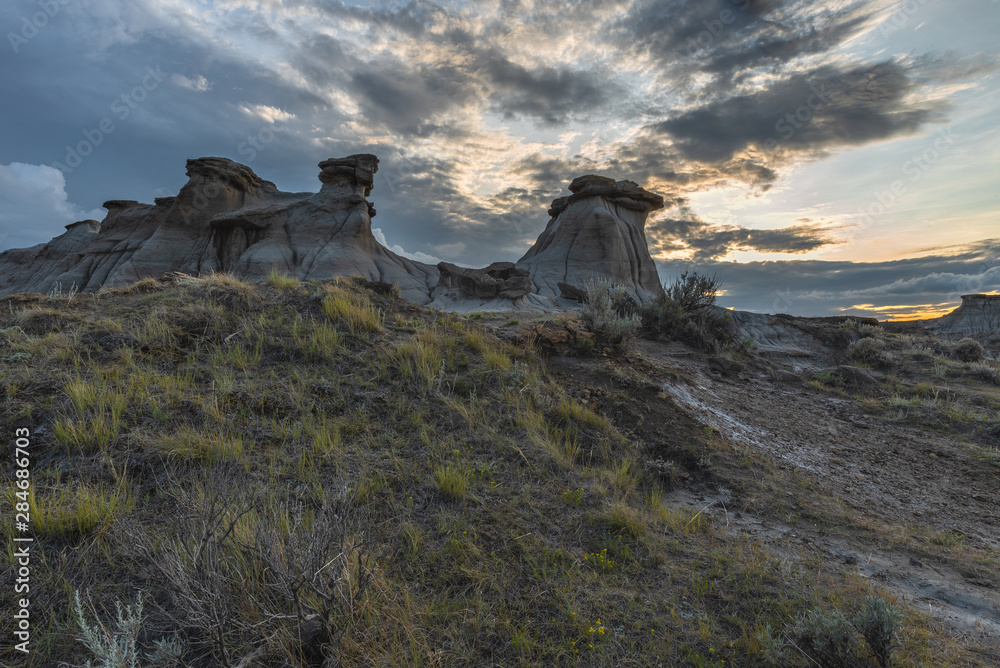 Sunset on the Badlands at Dinosaur Provincial Park in the Red Deer River Valley