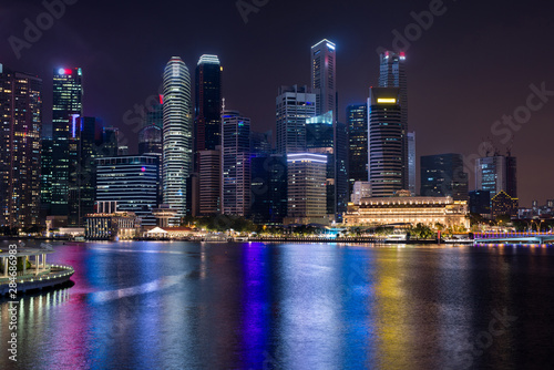 Cityscape downtown. Night city urban skyline Singapore © undrey