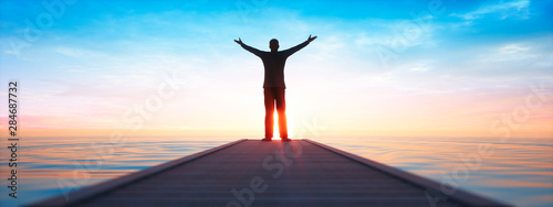 Quadro em tela Blick aufs Meer im Sonnenuntergang - Freude und Motivation