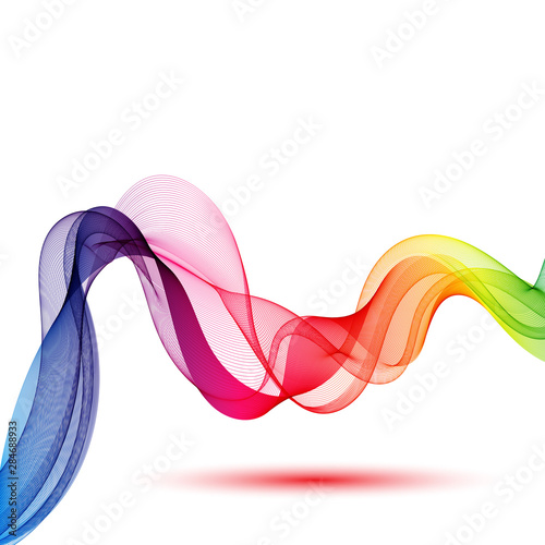  Abstract background of elegant wavy lines of a colored wave with shadow. Design element