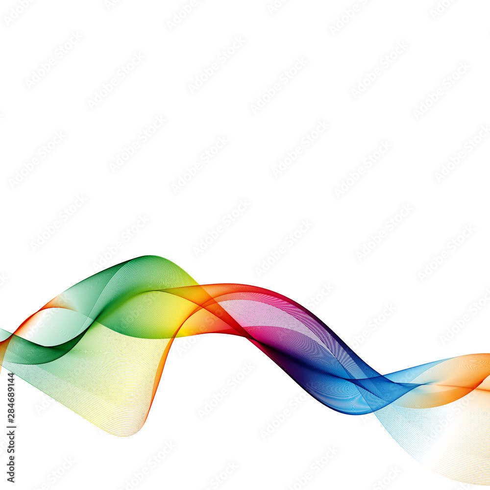 Naklejka premium Horizontal wavy color wave on a white background. Design element.