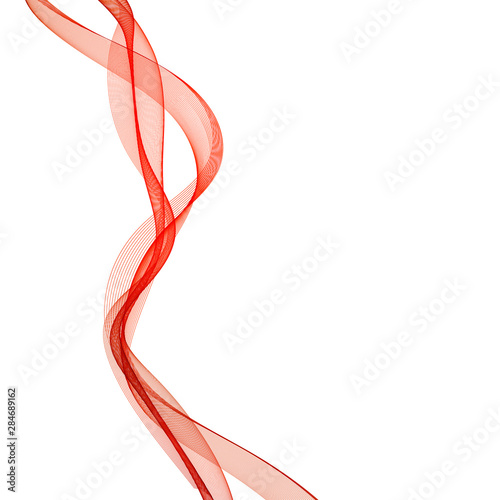  Abstract background of elegant wavy red wave lines. Design element