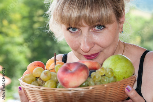 girl with basket of apples
