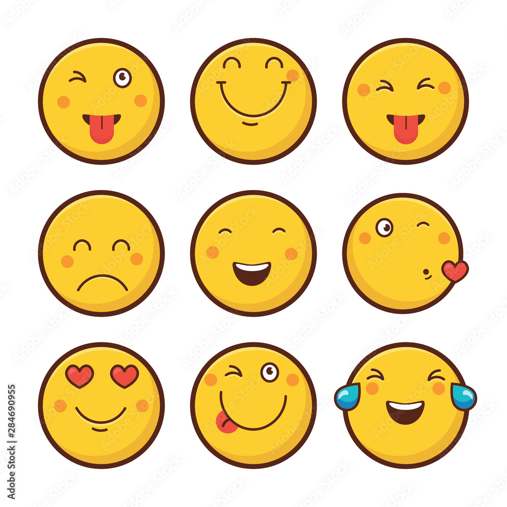 Emoticon vector illustration. Emoticon face. Different emotions collection. Emoticon vector illustration. Emoticon face. Different emotions collection.