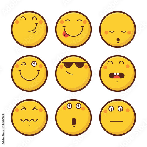 Emoticon vector illustration. Emoticon face. Different emotions collection.