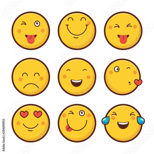 Emoticon vector illustration. Emoticon face. Different emotions collection.