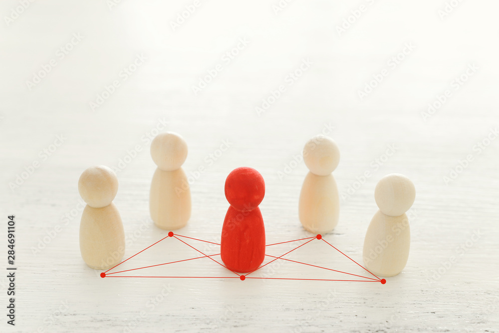 Obraz premium business concept image of people figures over wooden table, human resources and management concept