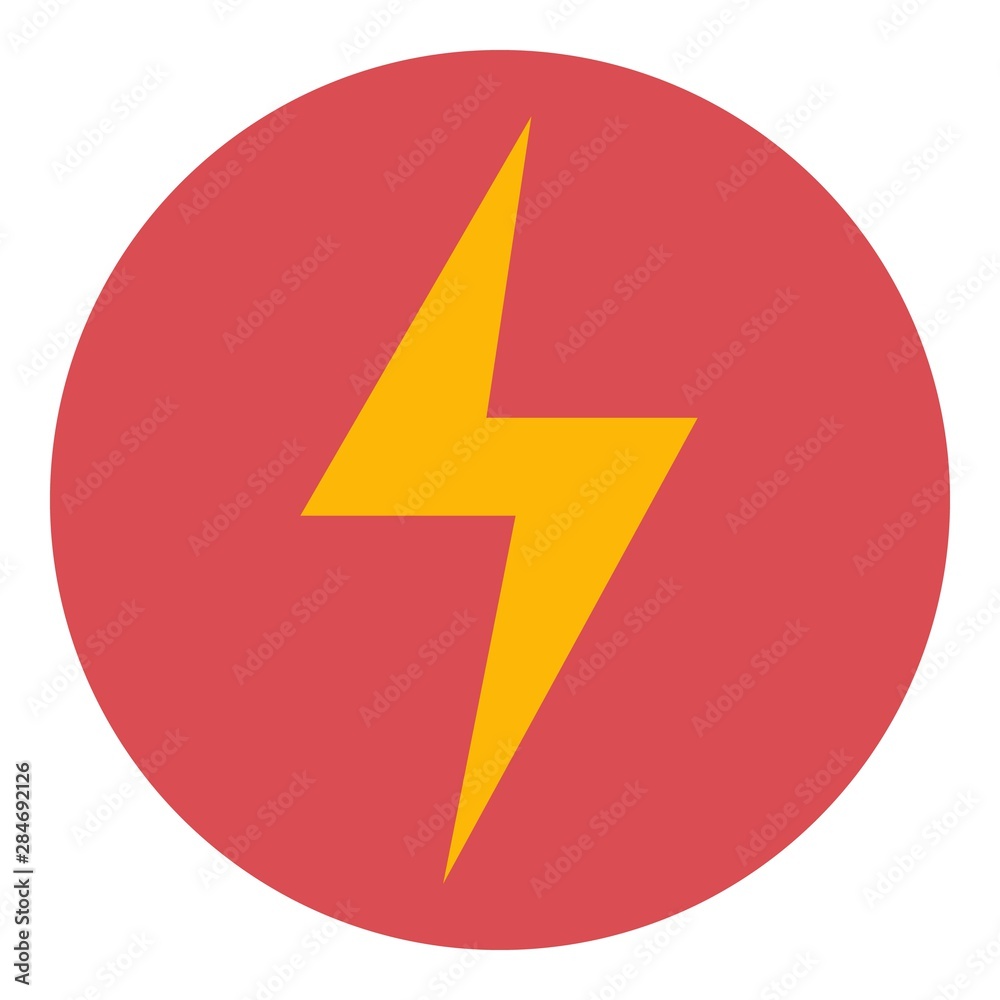 Lightning bolt in circle icon. Flat illustration of lightning bolt in circle vector icon for web design Lightning bolt in circle icon. Flat illustration of lightning bolt in circle vector icon for web design