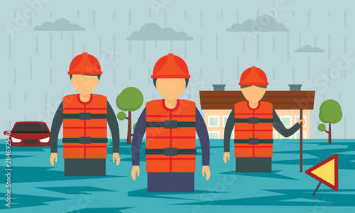 Flood concept banner. Flat illustration of flood vector concept banner for web design