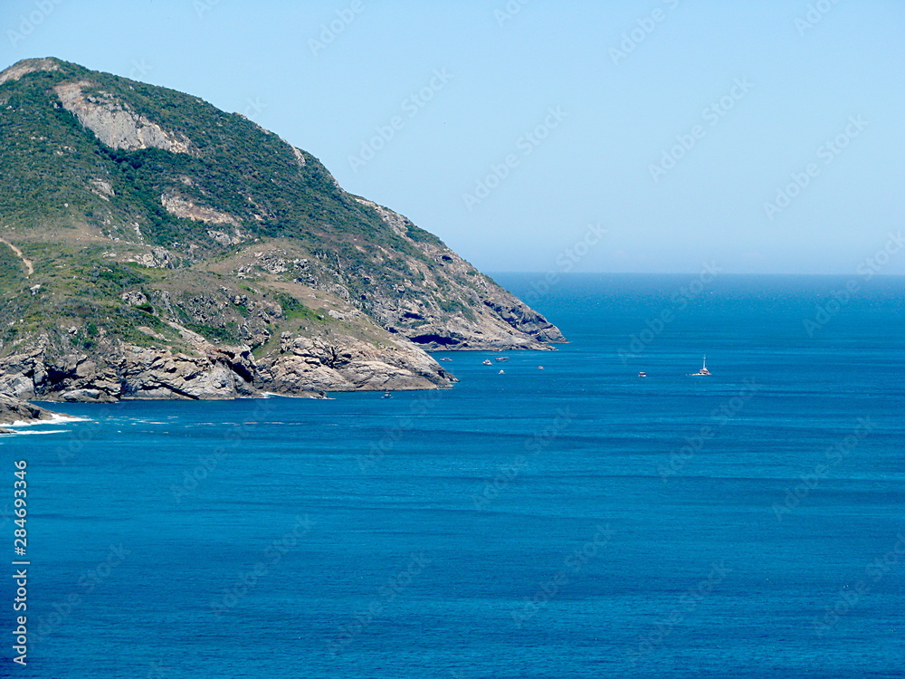 Fototapeta premium Brazil - Rio de Janeiro - Arraial do Cabo - City view from Pontal do Atalaia mound 