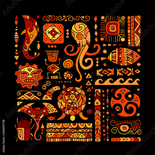 Ethnic handmade ornament for your design. Polynesian style