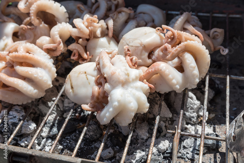 Cooking the grilled polyps