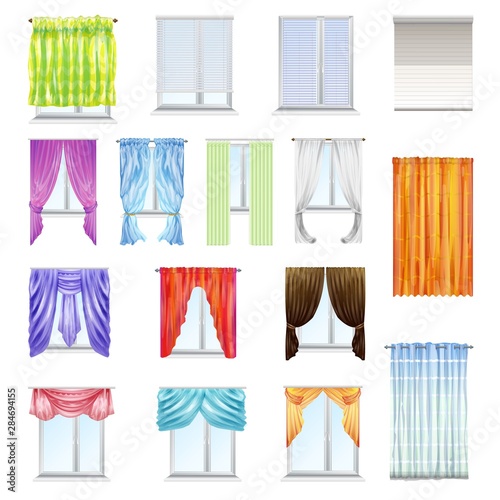 Blind window icons set. Cartoon set of blind window vector icons for web design