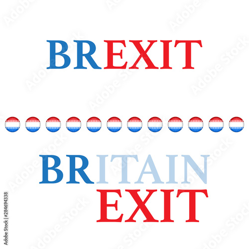 Red and blue textt Brexit isolated on white background photo