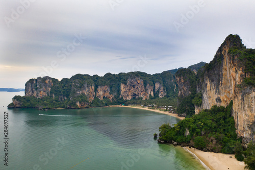 Beautiful Tonsai beach in Krabi province, Thailand - Aerial view.