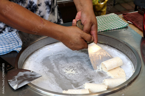 Canvas Print preparation of teppanyaki ice cream - Kuala Lumpur Malaysia Asia
