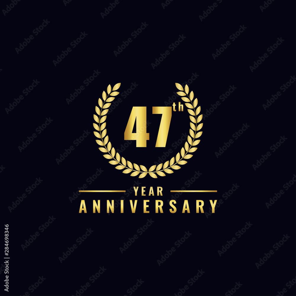 Vector illustration of a birthday logo number 47 with gold color, can be used as a logo for birthdays, leaflets and corporate birthday brochures. - Vector Vector illustration of a birthday logo number 47 with gold color, can be used as a logo for birthdays, leaflets and corporate birthday brochures. - Vector