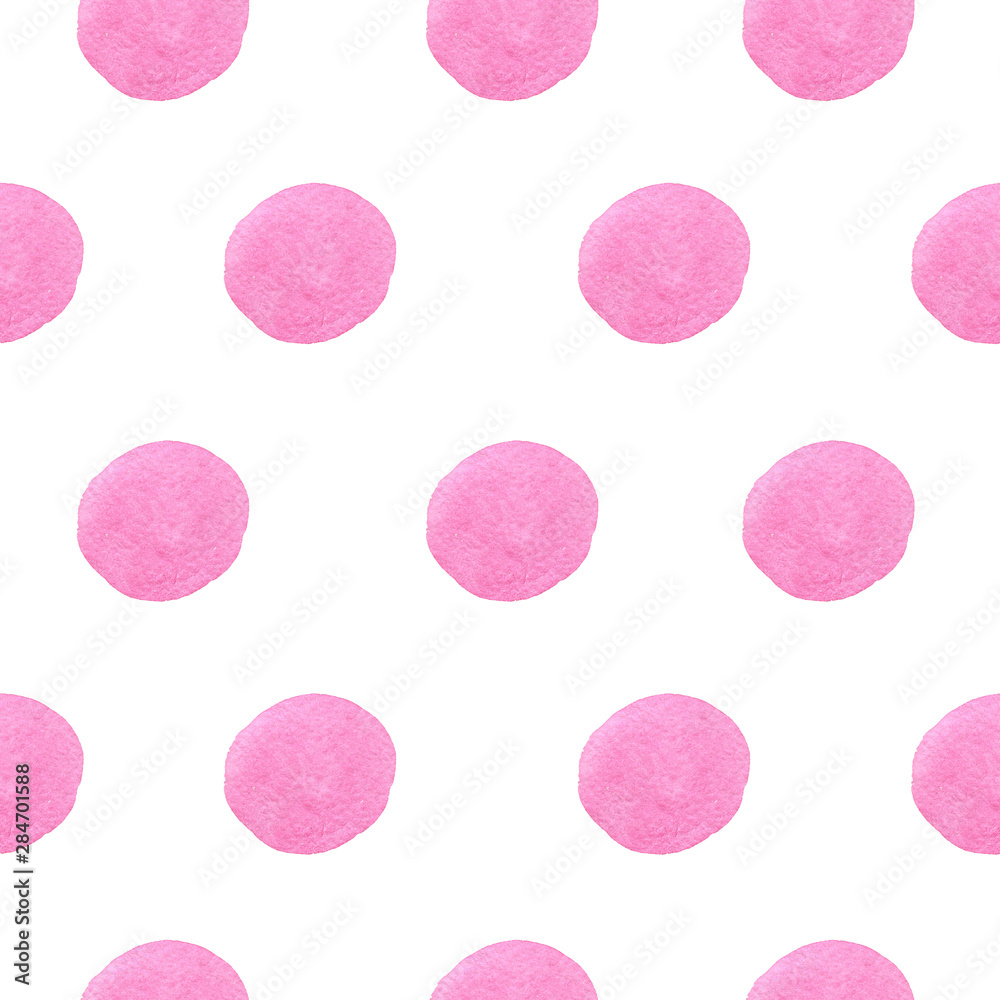 Watercolor seamless pattern with pink circles. Watercolor seamless pattern with pink circles.