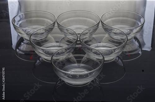 empty glasses on table