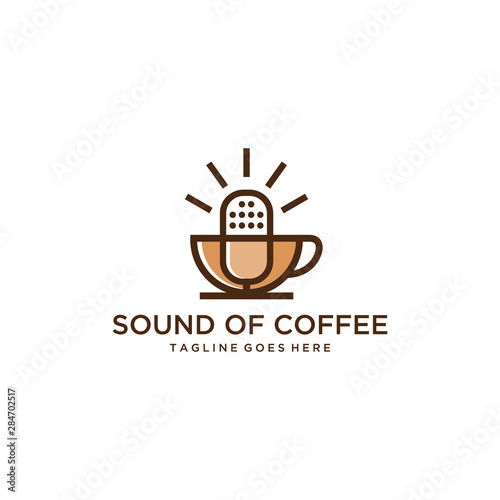 Illustration abstract Coffee lovers and music listeners Cafe logo design 
