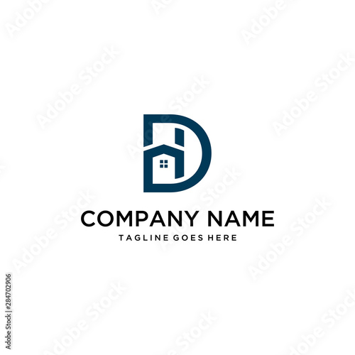 Illustration modern letter DH connected to form a house logo design