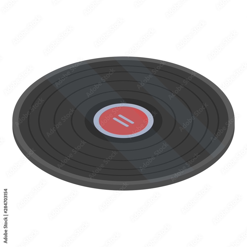 Red vinyl disk icon. Isometric of red vinyl disk vector icon for web design isolated on white background Red vinyl disk icon. Isometric of red vinyl disk vector icon for web design isolated on white background