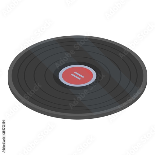 Red vinyl disk icon. Isometric of red vinyl disk vector icon for web design isolated on white background