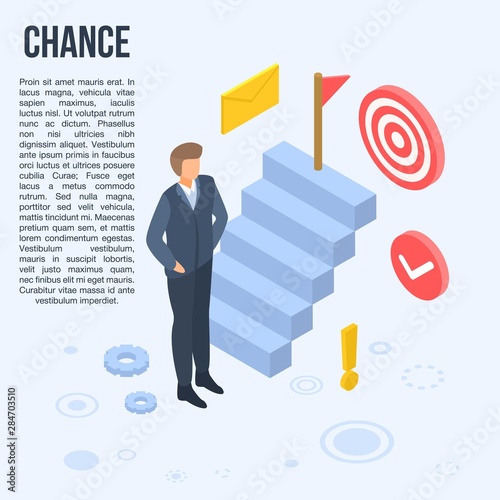 Business chance concept banner. Isometric illustration of business chance vector concept banner for web design