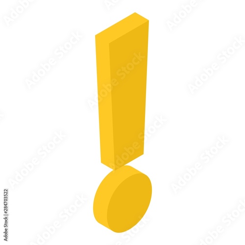 Yellow exclamation sign icon. Isometric of yellow exclamation sign vector icon for web design isolated on white background