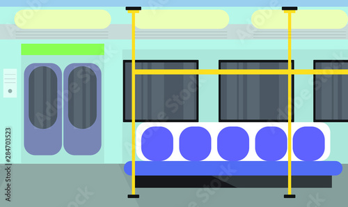 Subway car interior, vector. Empty subway car, vector image.