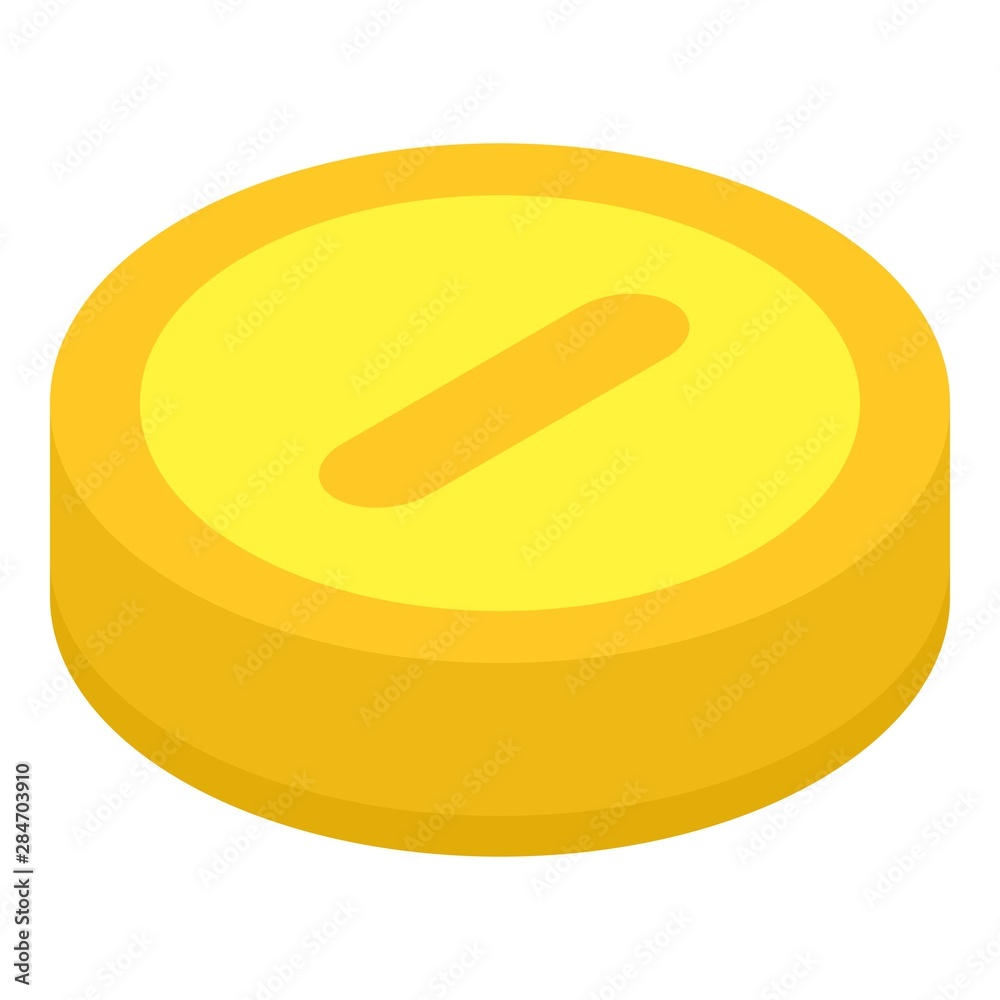 Gold coin icon. Isometric of gold coin vector icon for web design isolated on white background