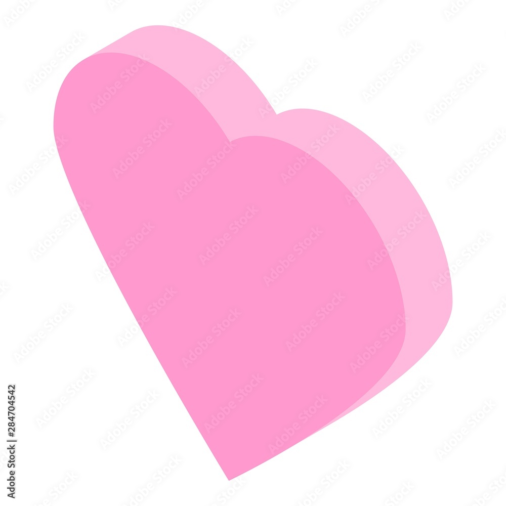 Pink heart icon. Isometric of pink heart vector icon for web design isolated on white background