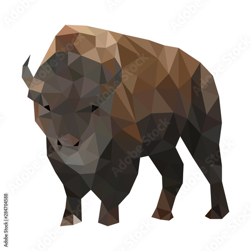 Low poly illustration of buffalo