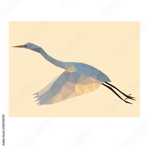 Low poly wild vector heron