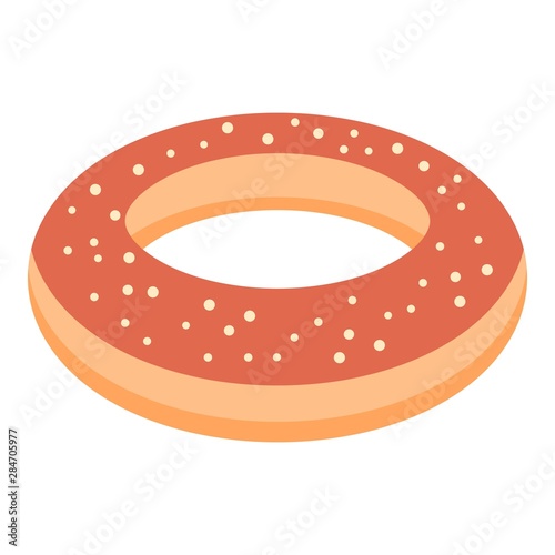Chocolate donut icon. Isometric of chocolate donut vector icon for web design isolated on white background