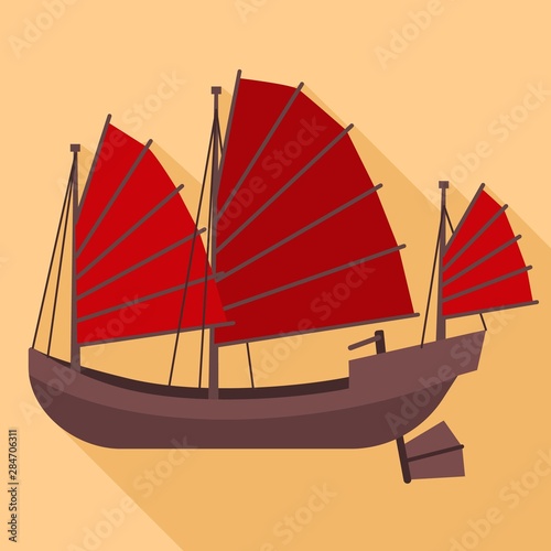 Vietnam wood ship icon. Flat illustration of Vietnam wood ship vector icon for web design