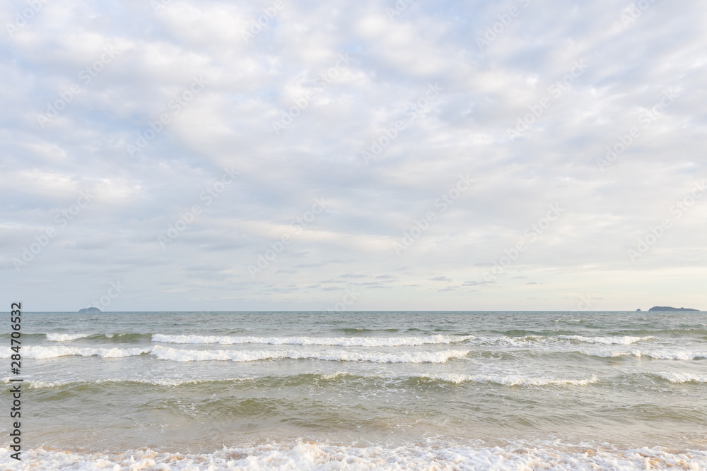Empty beach and tropical sea with beautiful sky background. Empty beach and tropical sea with beautiful sky background.